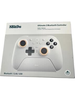8BitDo Ultimate 2 Bluetooth Controller with Hall Effects + Charging Dock - White
